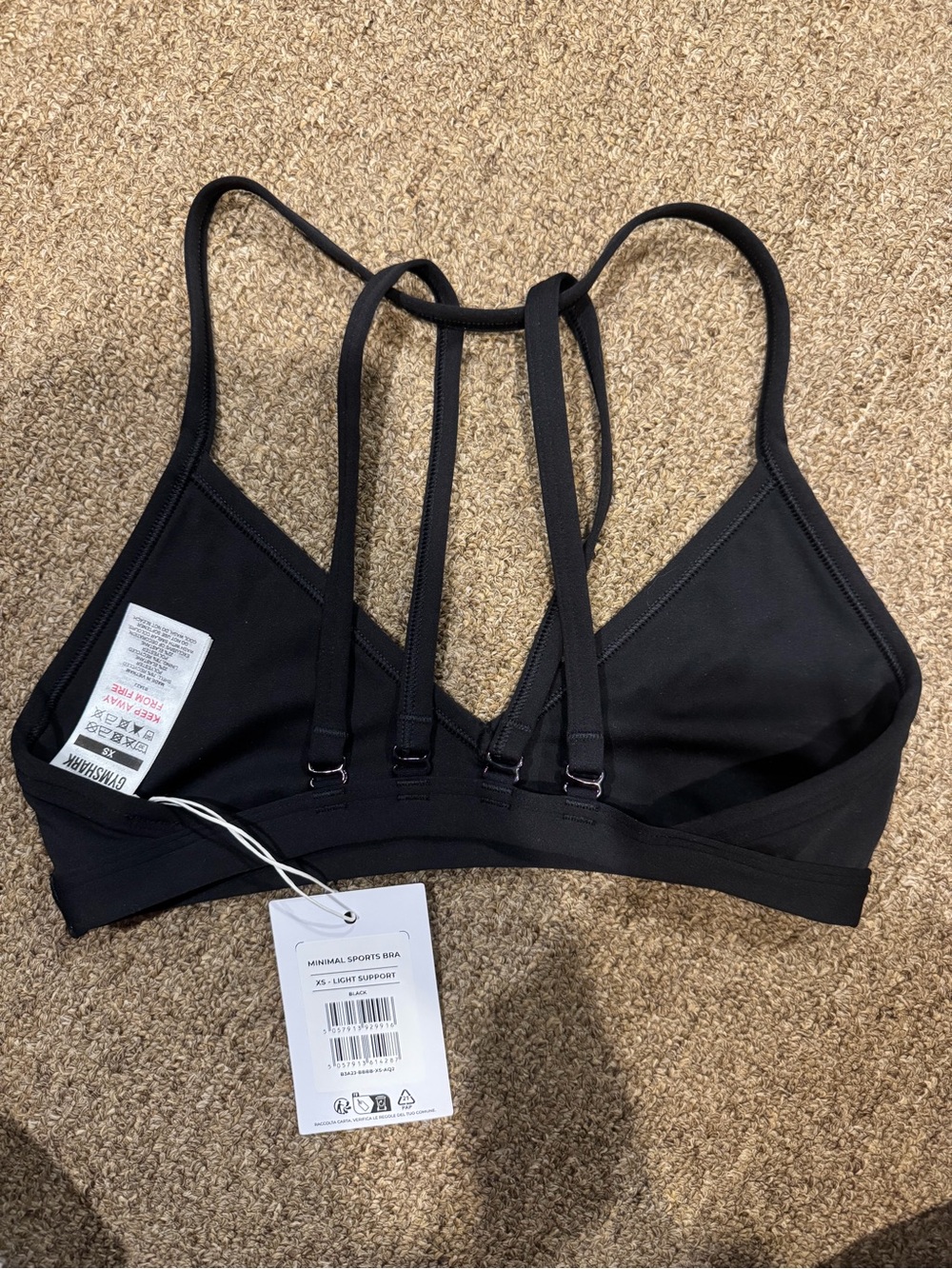 Gymshark Black Strappy Light-Support Sports Bra - Picture 2 of 2